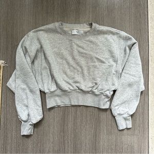 Tna heathered gray crop oversized crewneck sweatshirt